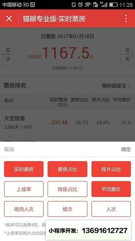 貓眼專業版小程序截圖